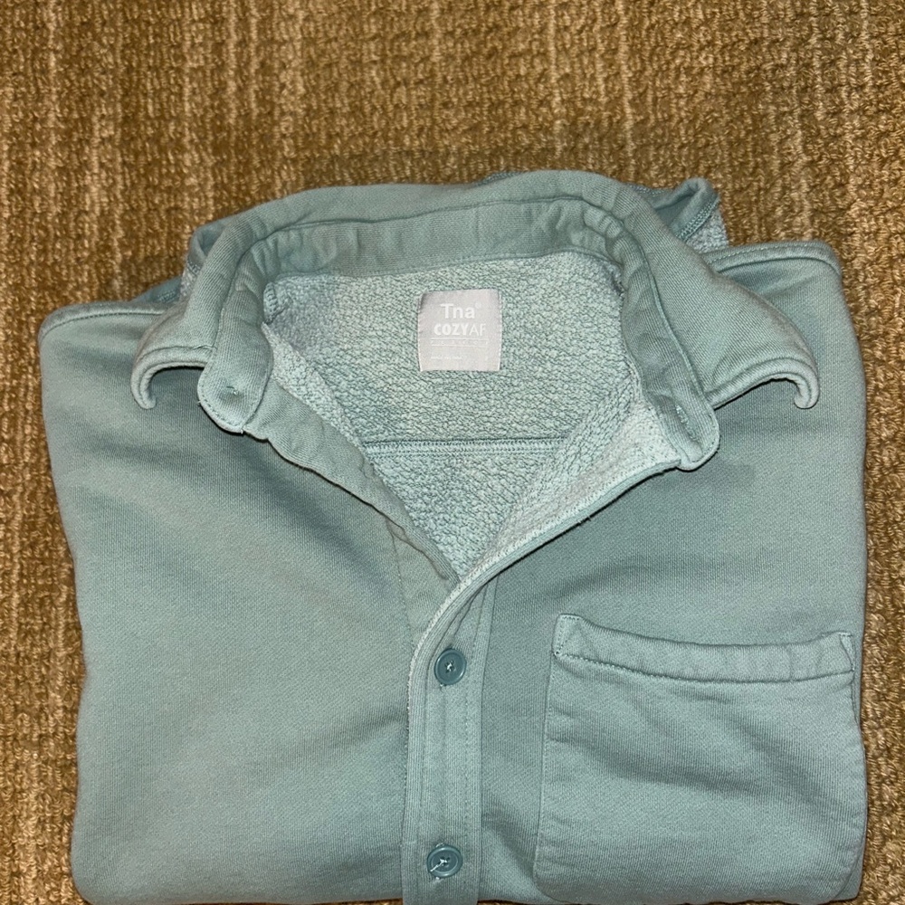 TNA Cozy Fleece Shirt in Soft Blue